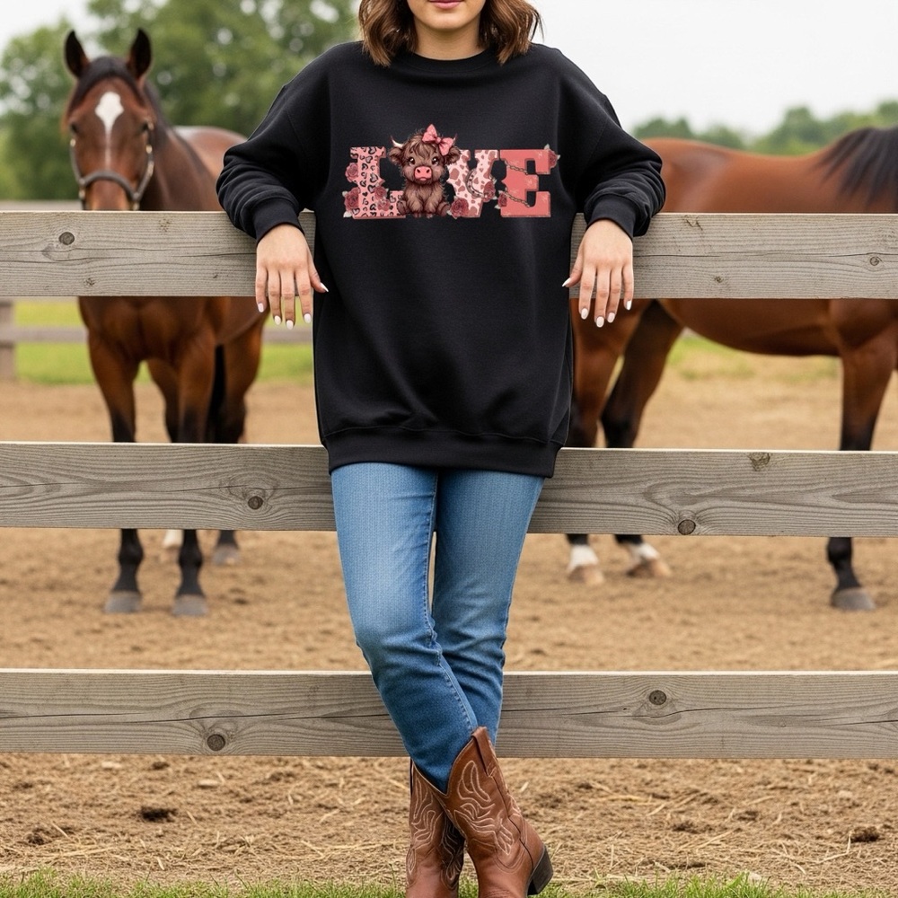 Love West Highland Cow Adorable: Valentine’s Day Sweatshirt Black S M L XL new